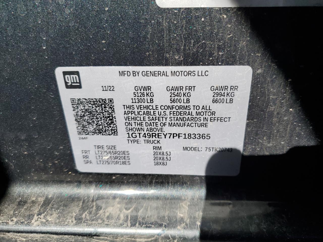 2023 GMC SIERRA K2500 DENALI VIN:1GT49REY7PF183365