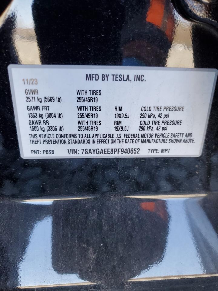2023 TESLA MODEL Y VIN:7SAYGAEE8PF940652