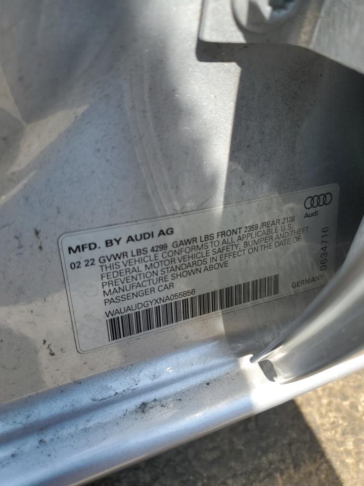 2022 AUDI A3 PREMIUM VIN:WAUAUDGYXNA055856