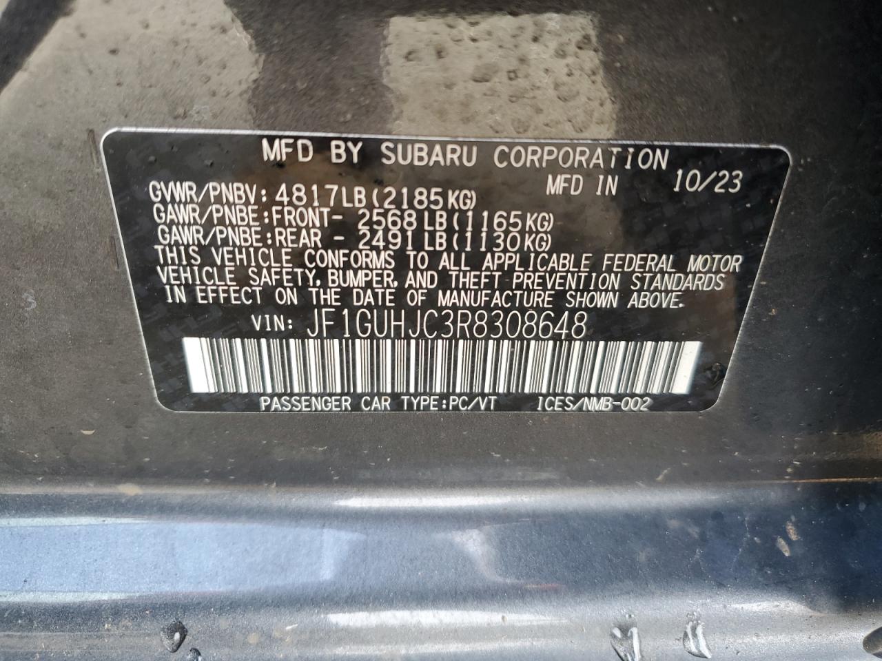 2024 SUBARU IMPREZA RS VIN:JF1GUHJC3R8308648