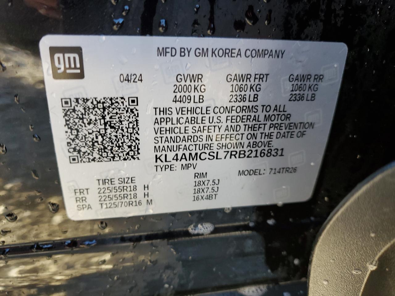 2024 BUICK ENCORE GX PREFERRED VIN:KL4AMCSL7RB216831