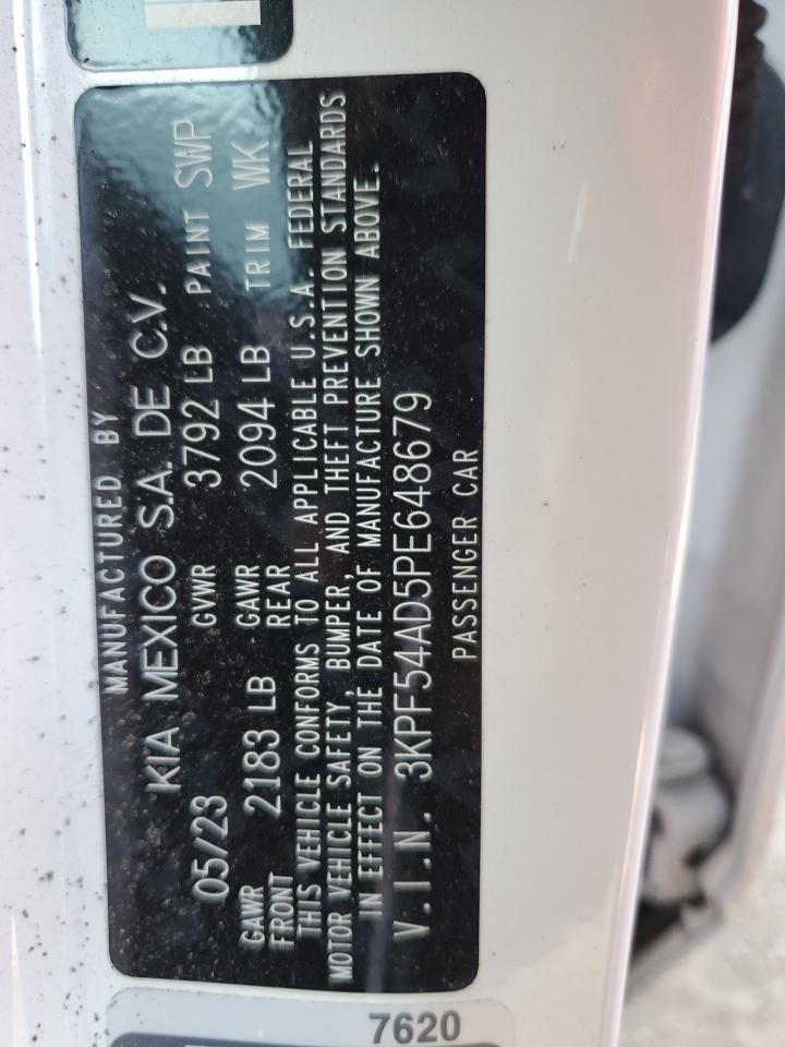 2023 KIA FORTE GT LINE VIN:3KPF54AD5PE648679
