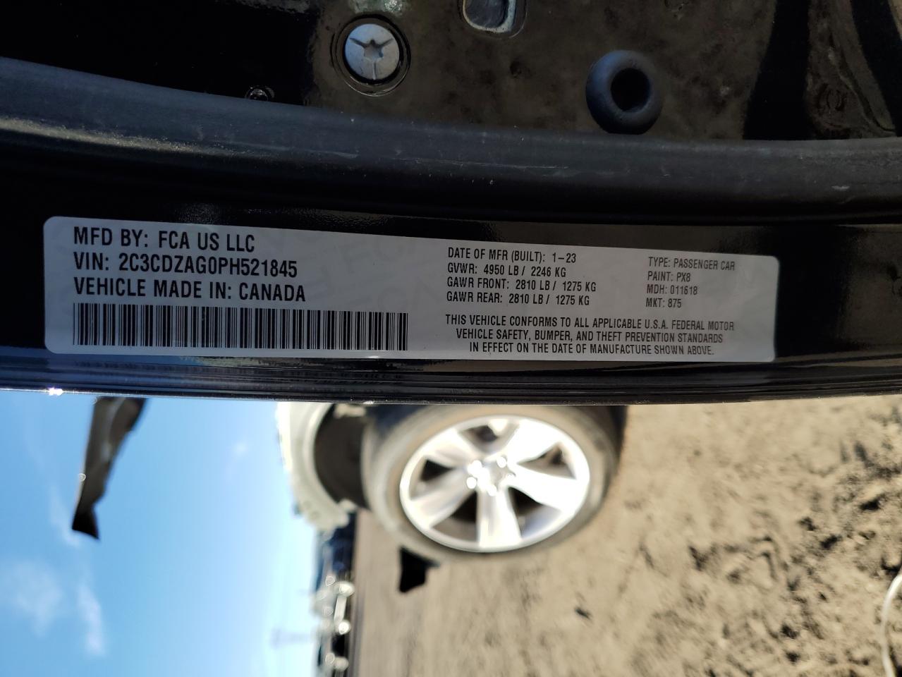 2023 DODGE CHALLENGER SXT VIN:2C3CDZAG0PH521845