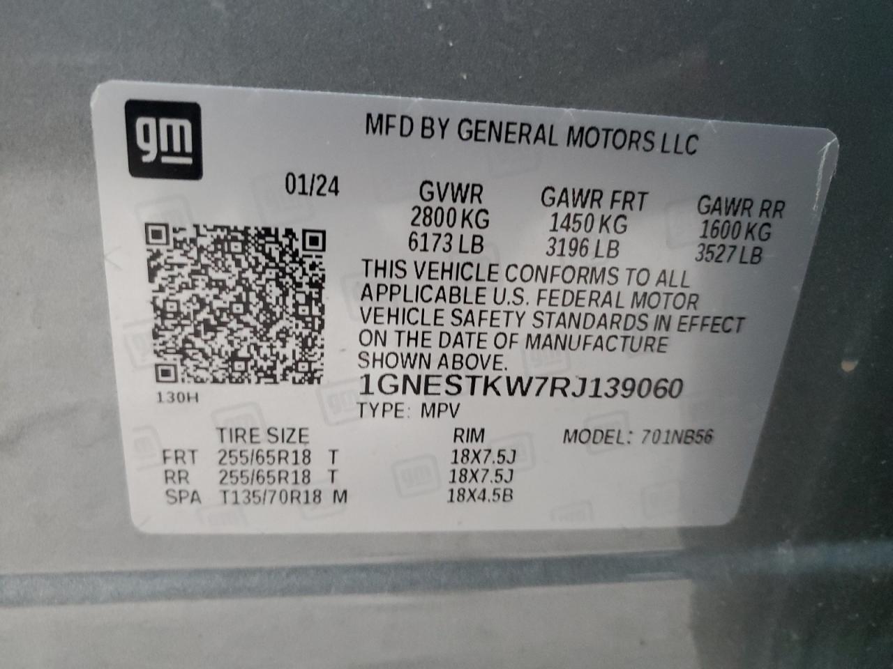 2024 CHEVROLET TRAVERSE LIMITED LS VIN:1GNESTKW7RJ139060