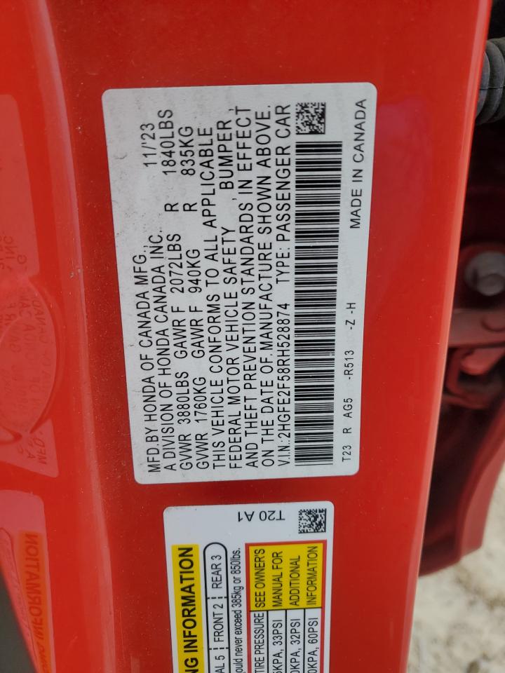 2024 HONDA CIVIC SPORT VIN:2HGFE2F58RH528874