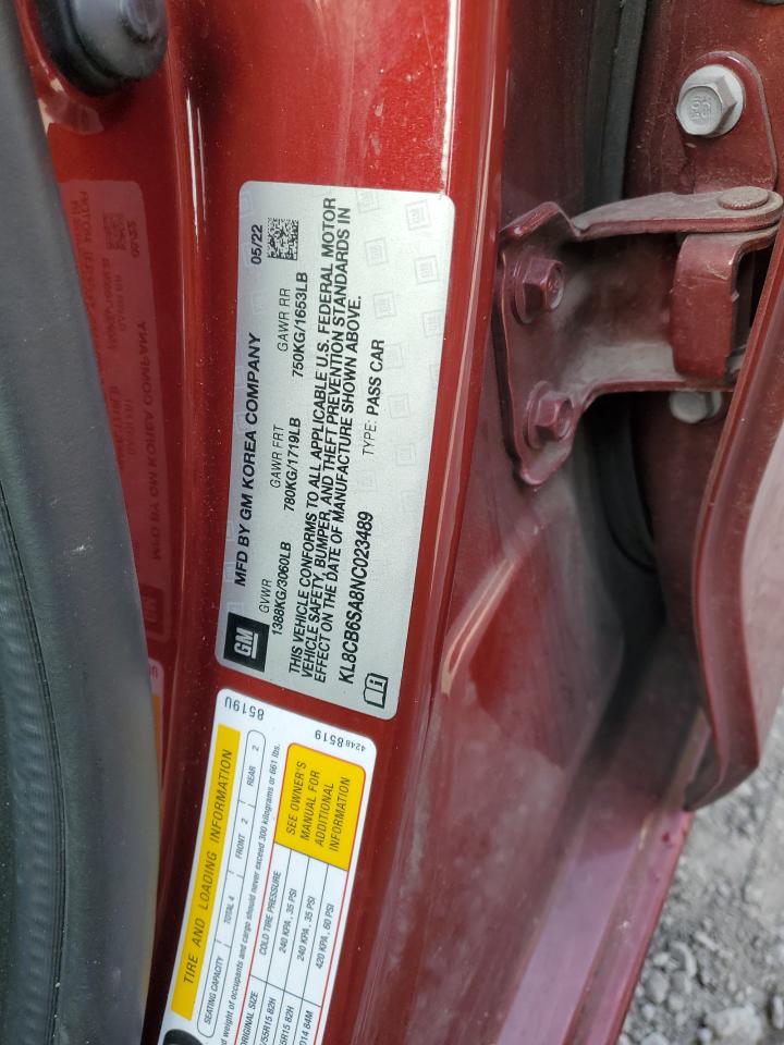 2022 CHEVROLET SPARK LS VIN:KL8CB6SA8NC023489