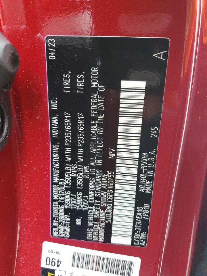 2023 TOYOTA SIENNA XLE VIN:5TDJRKEC6PS160755