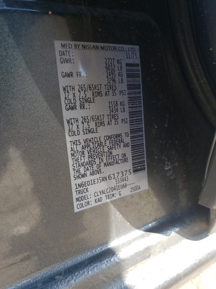 2024 NISSAN FRONTIER S VIN:1N6ED1EJ5RN617375