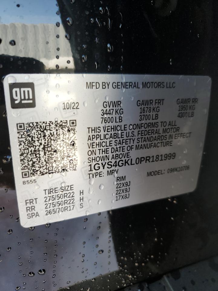 2023 CADILLAC ESCALADE SPORT PLATINUM VIN:1GYS4GKL0PR181999