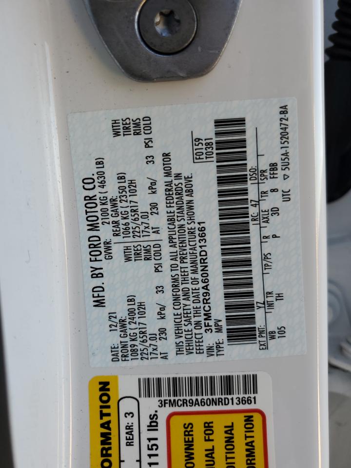 2022 FORD BRONCO SPORT VIN:3FMCR9A60NRD13661