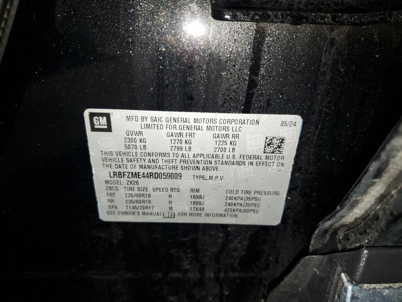 2024 BUICK ENVISION PREFERRED VIN:LRBFZME44RD059009