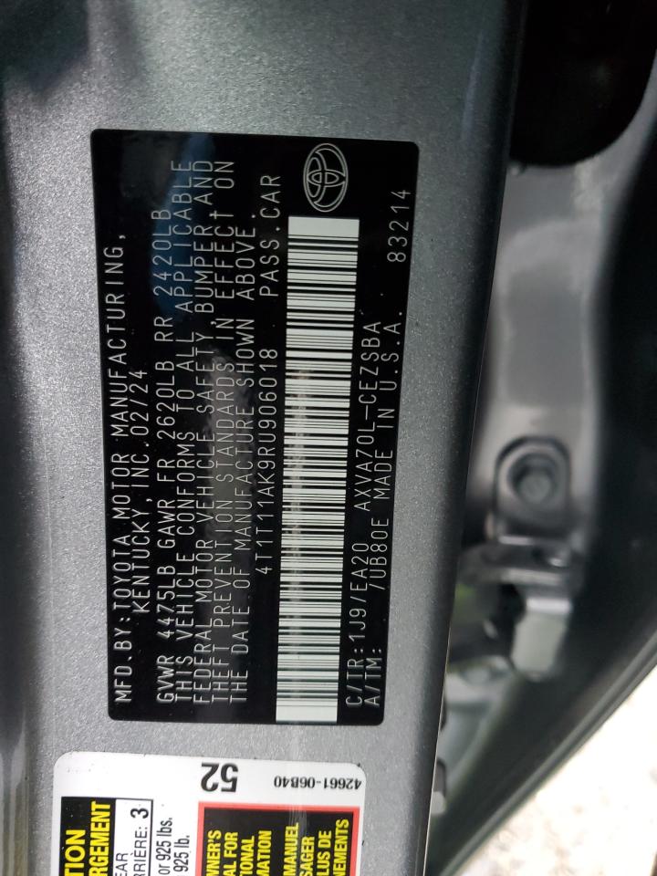 2024 TOYOTA CAMRY SE NIGHT SHADE VIN:4T1T11AK9RU906018