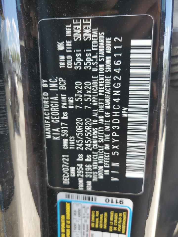 2022 KIA TELLURIDE EX VIN:5XYP3DHC4NG246112