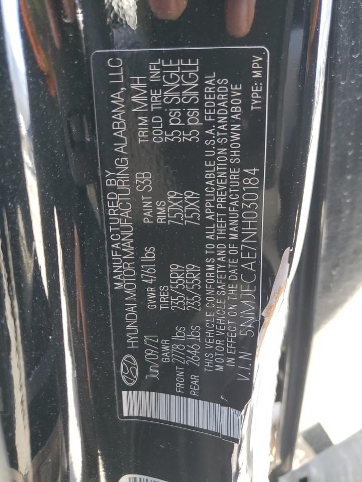 2022 HYUNDAI TUCSON LIMITED VIN:5NMJECAE7NH030184