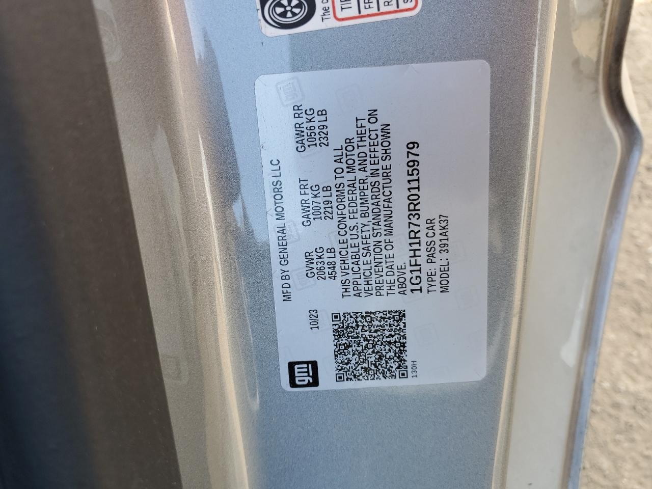 2024 CHEVROLET CAMARO SS VIN:1G1FH1R73R0115979