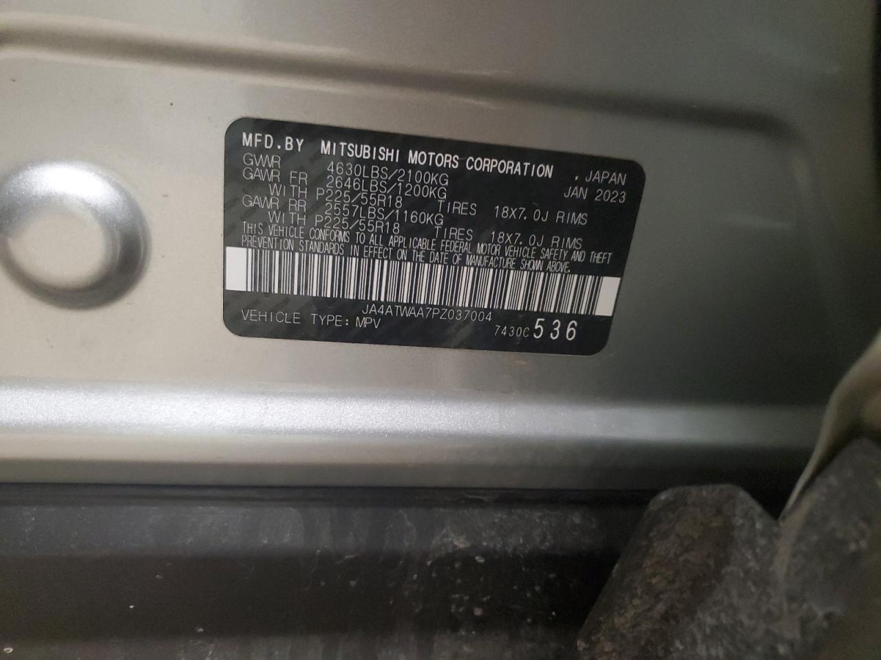 2023 MITSUBISHI ECLIPSE CROSS SE VIN:JA4ATWAA7PZ037004