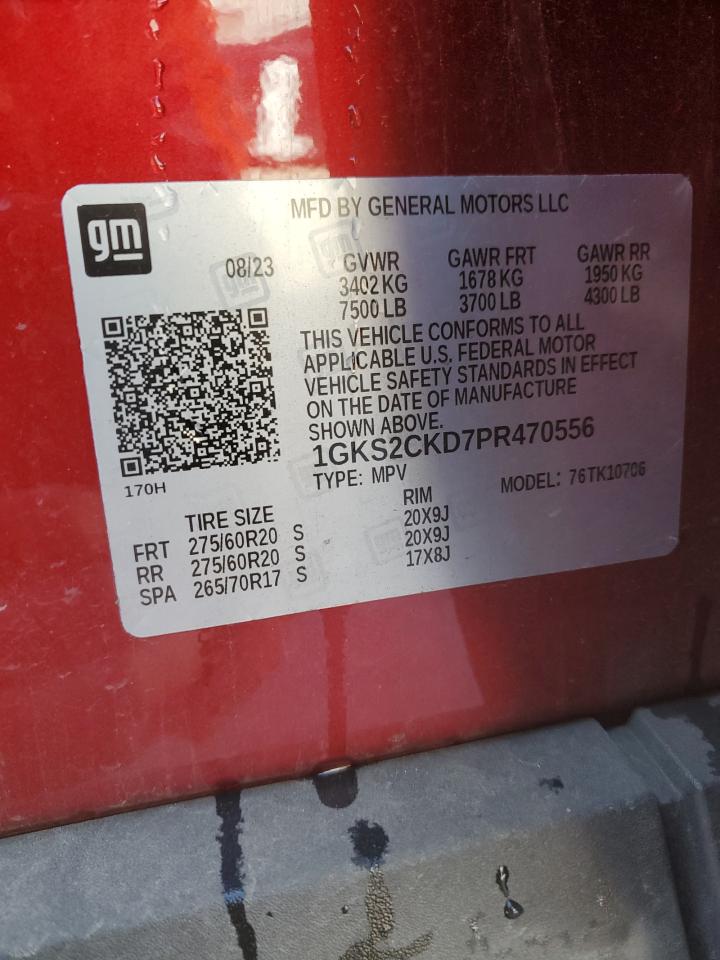 2023 GMC YUKON AT4 VIN:1GKS2CKD7PR470556