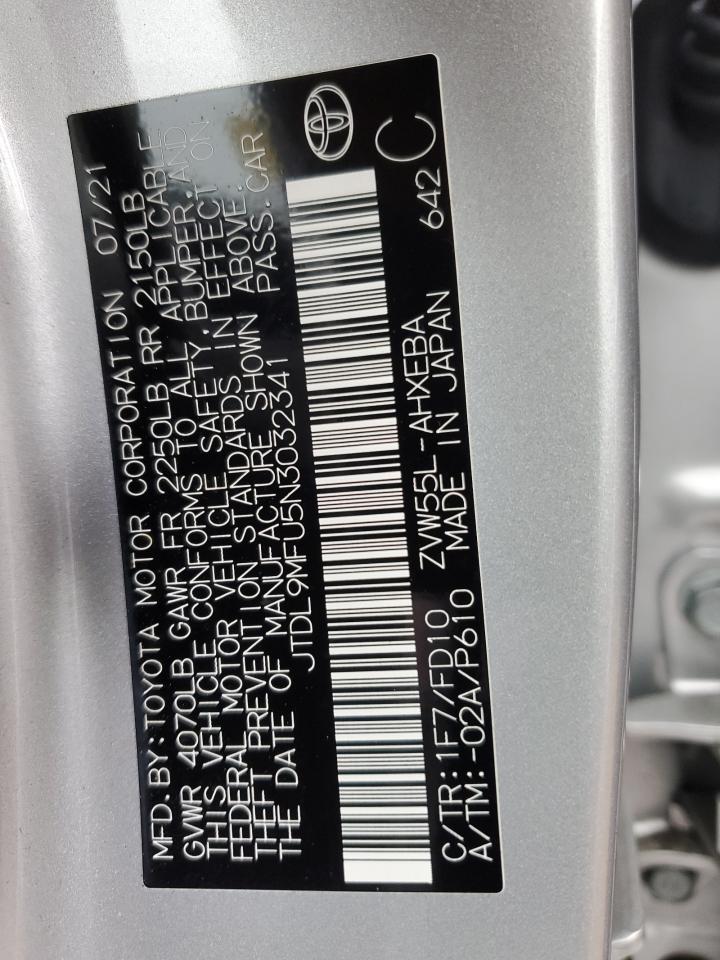 2022 TOYOTA PRIUS LE VIN:JTDL9MFU5N3032341