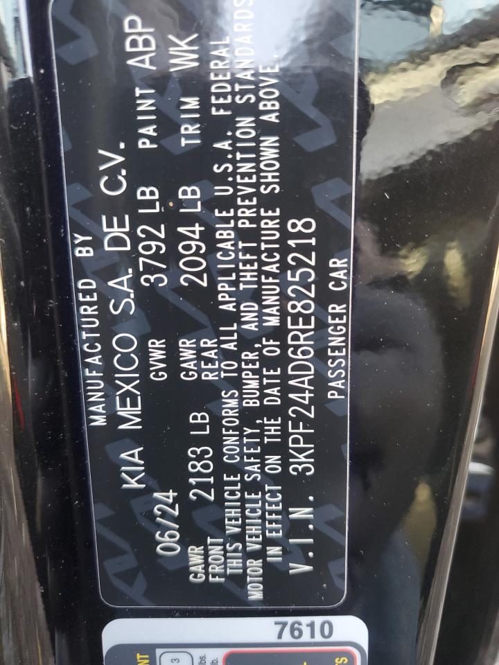 2024 KIA FORTE LX VIN:3VW2B7AJ2HM211824