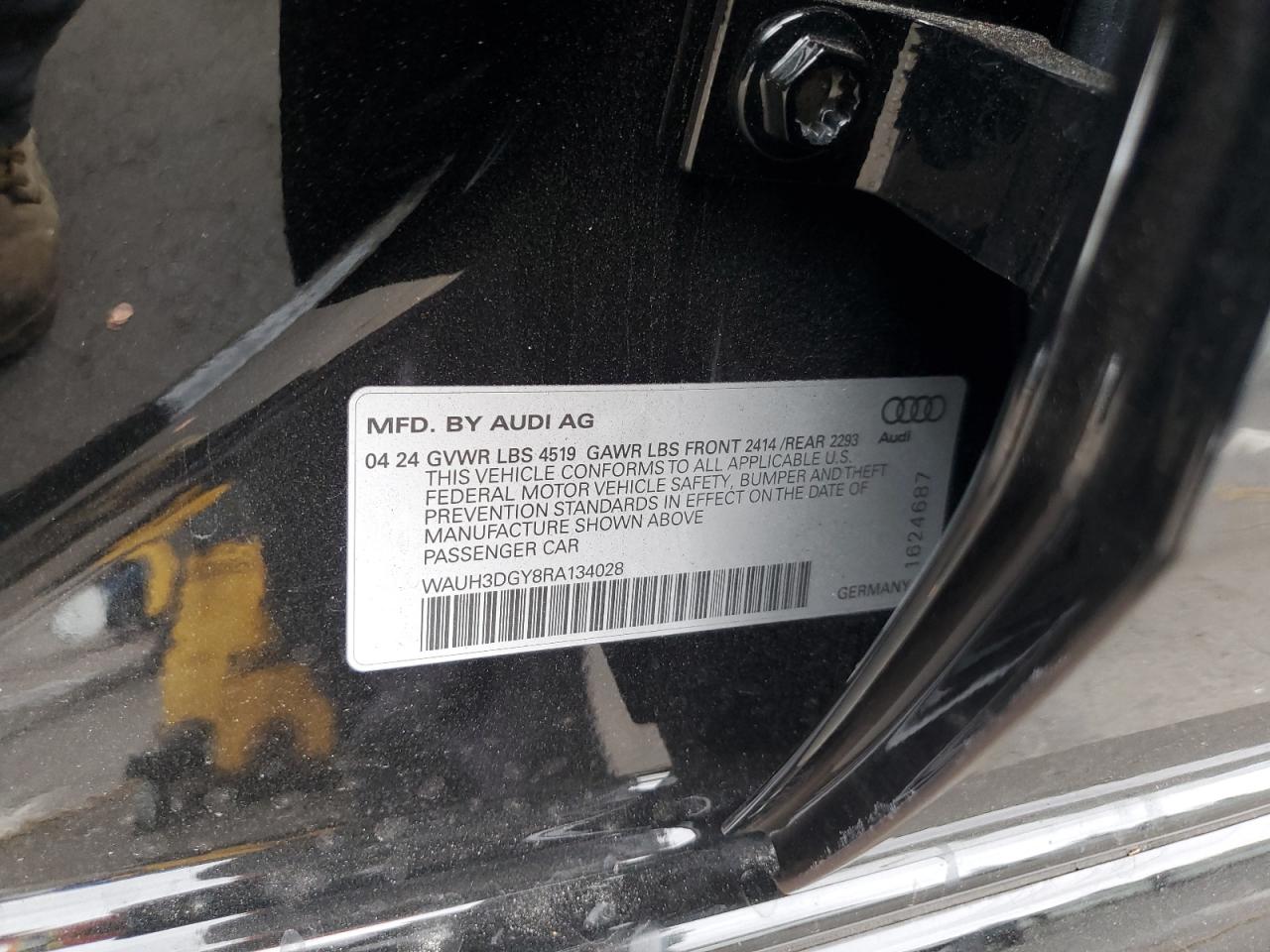2024 AUDI S3 PREMIUM PLUS VIN:WAUH3DGY8RA134028