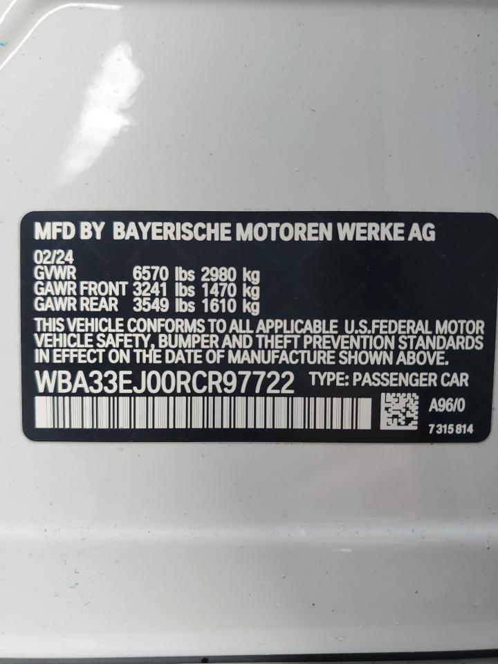 2024 BMW 760 XI VIN:WBA33EJ00RCR97722