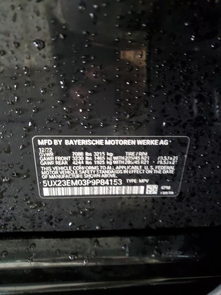 2023 BMW X7 XDRIVE40I VIN:5UX23EM03P9P84153