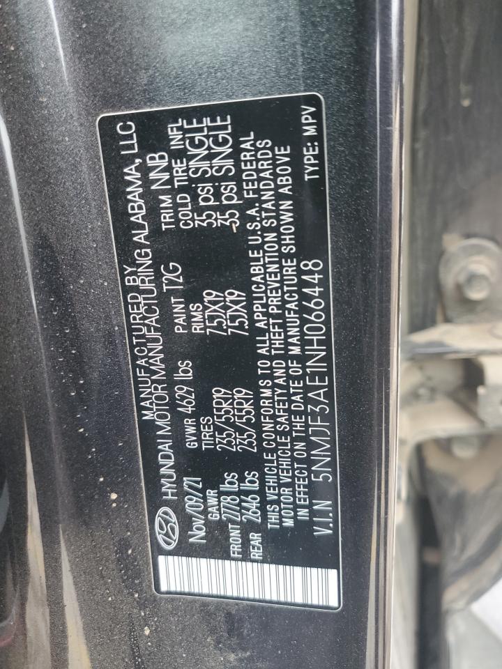 2022 HYUNDAI TUCSON SEL VIN:5NMJF3AE1NH066448