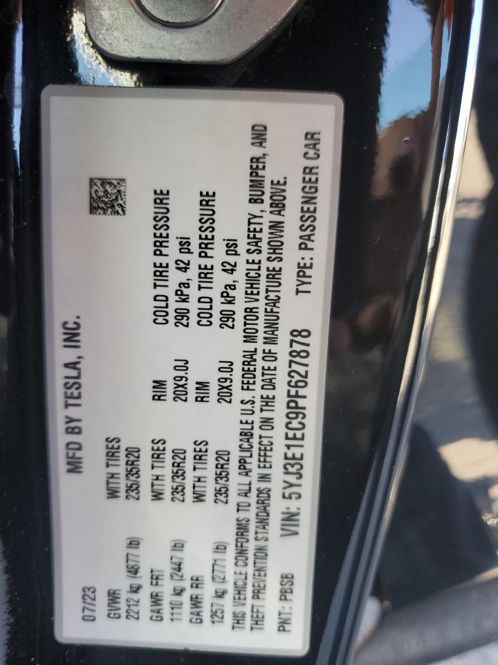 2023 TESLA MODEL 3 VIN:5YJ3E1EC9PF627878