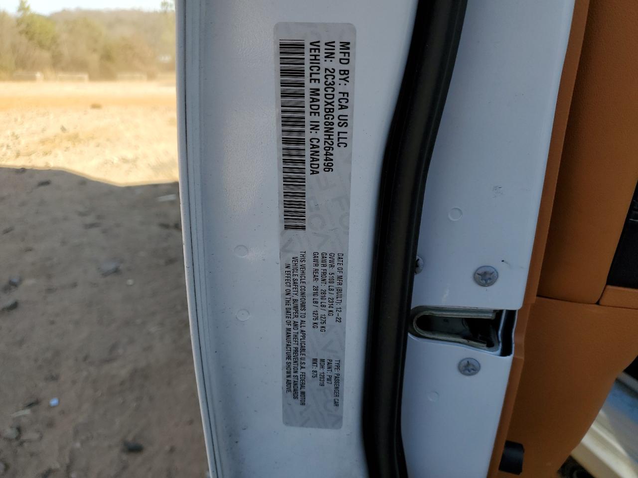 2022 DODGE CHARGER SXT VIN:2C3CDXBG8NH264496