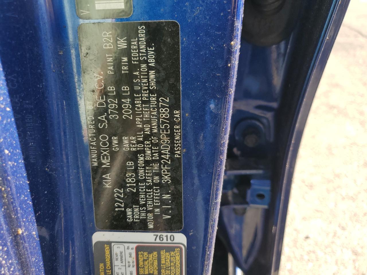 2023 KIA FORTE LX VIN:3KPF24AD9PE578872