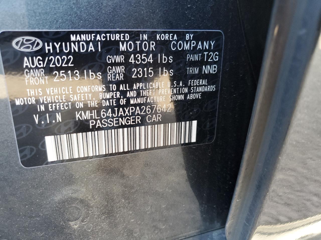 2023 HYUNDAI SONATA SEL VIN:KMHL64JAXPA267642