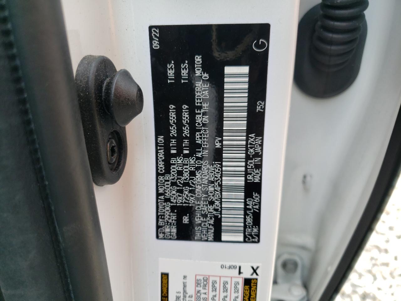 2023 LEXUS GX 460 LUXURY VIN:JTJGM7BX4P5340591