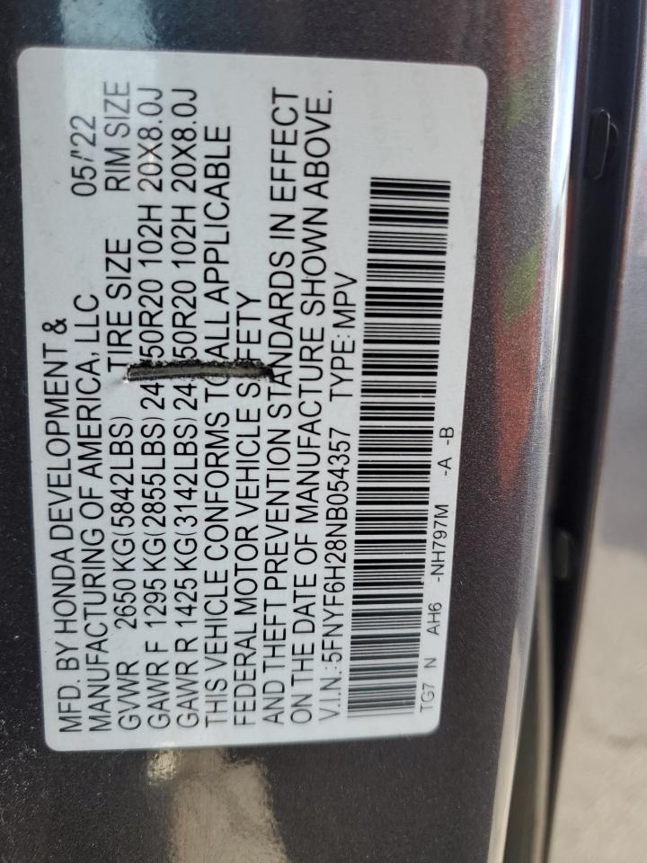 2022 HONDA PILOT SE VIN:1N4AL3APXGC249994