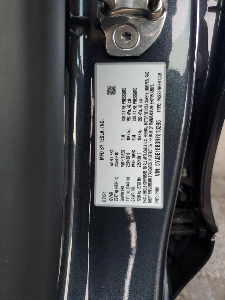 2024 TESLA MODEL 3 VIN:5YJ3E1EB3RF813295