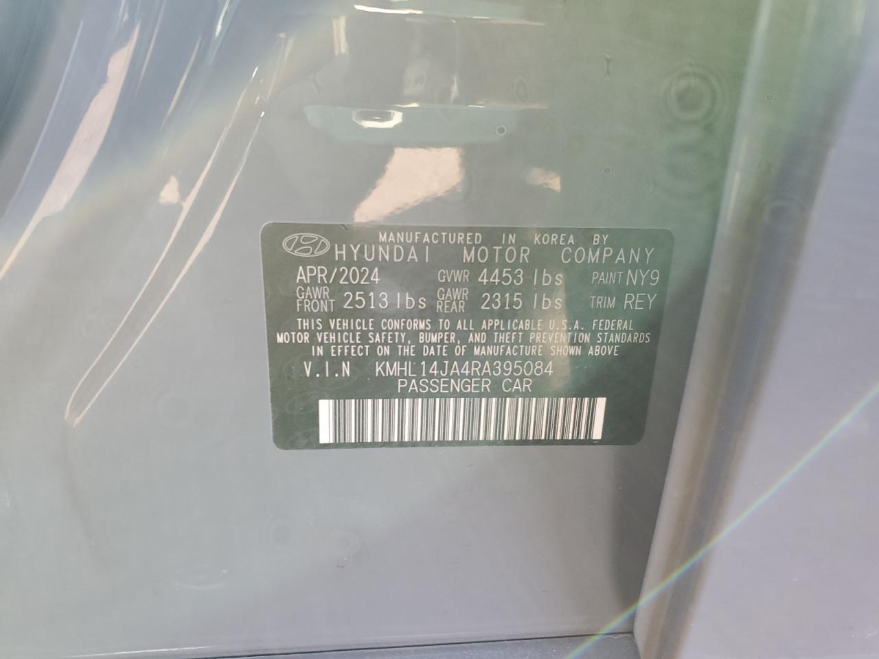 2024 HYUNDAI SONATA SEL VIN:KMHL14JA4RA395084