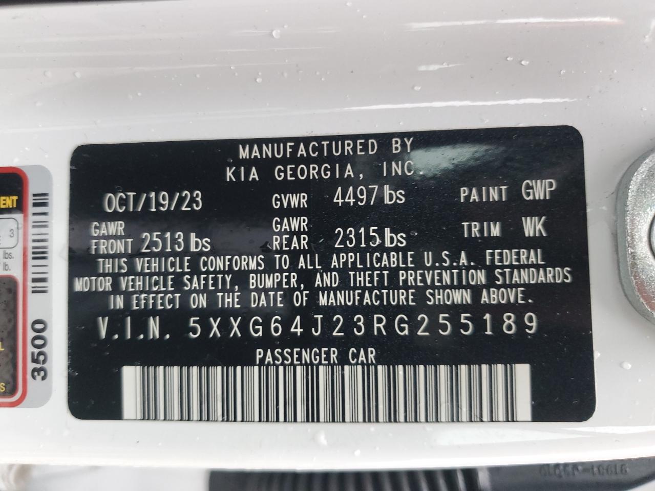 2024 KIA K5 GT LINE VIN:5XXG64J23RG255189
