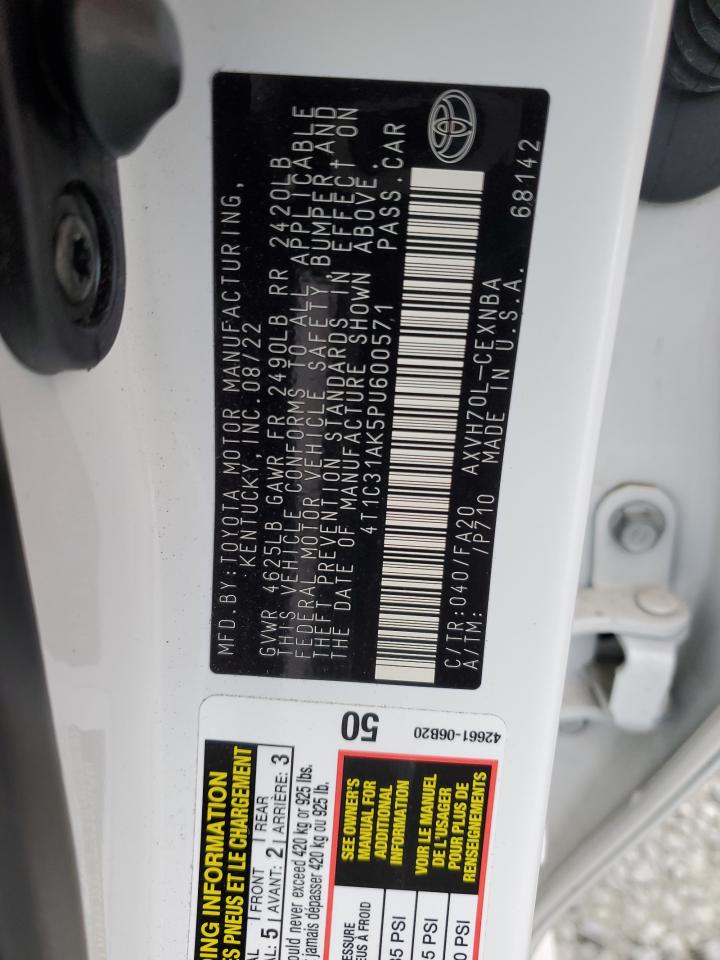 2023 TOYOTA CAMRY LE VIN:4T1C31AK5PU600571