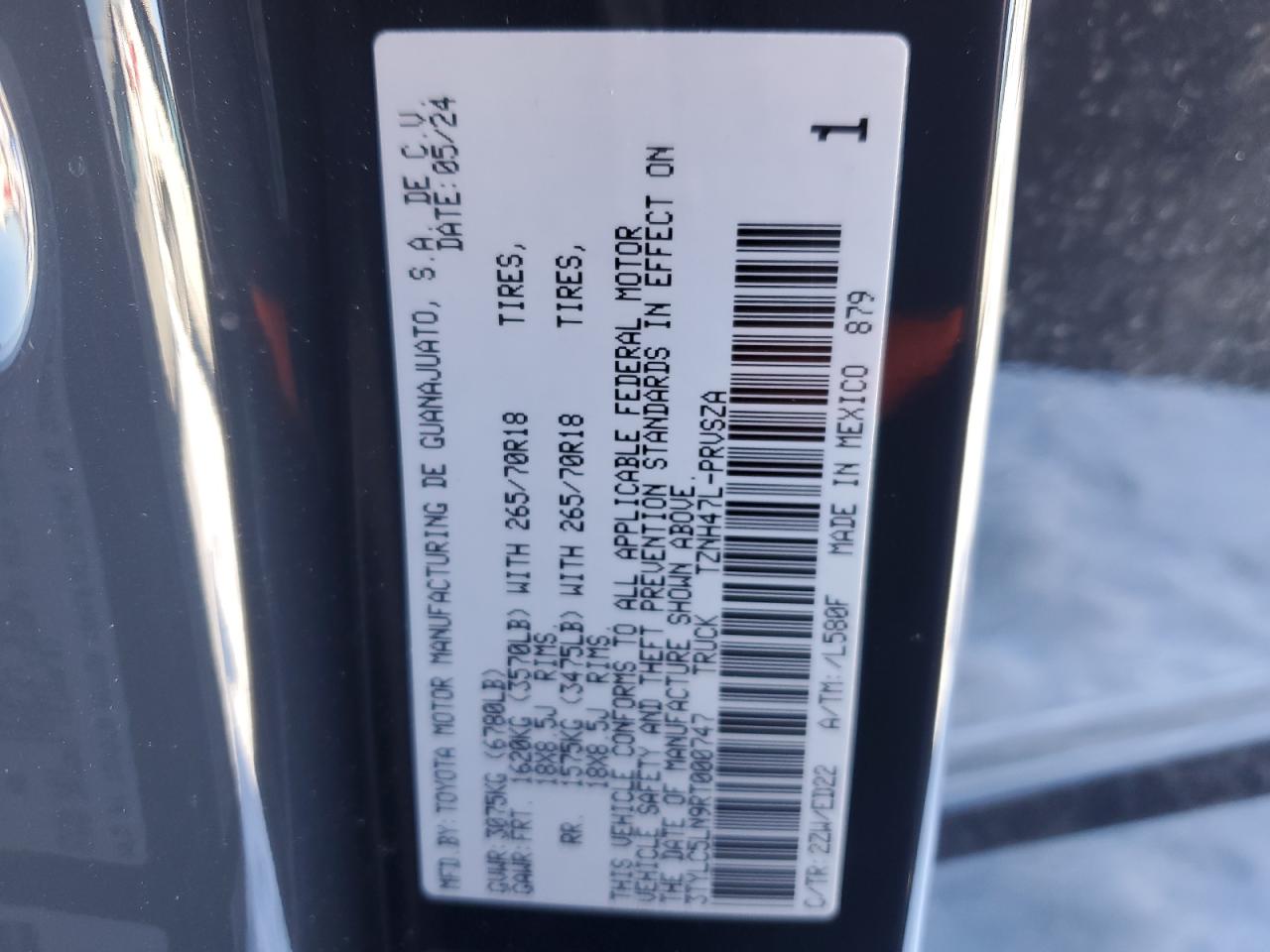 2024 TOYOTA TACOMA DOUBLE CAB VIN:3TYLC5LN9RT000747