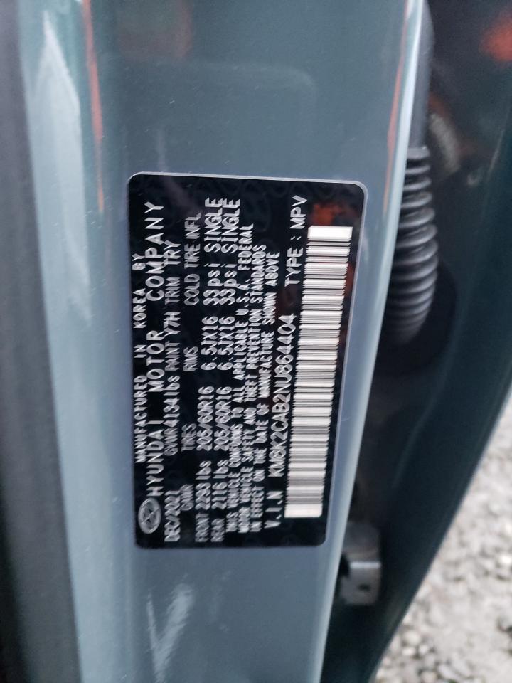 2022 HYUNDAI KONA SEL VIN:KM8K2CAB2NU864404