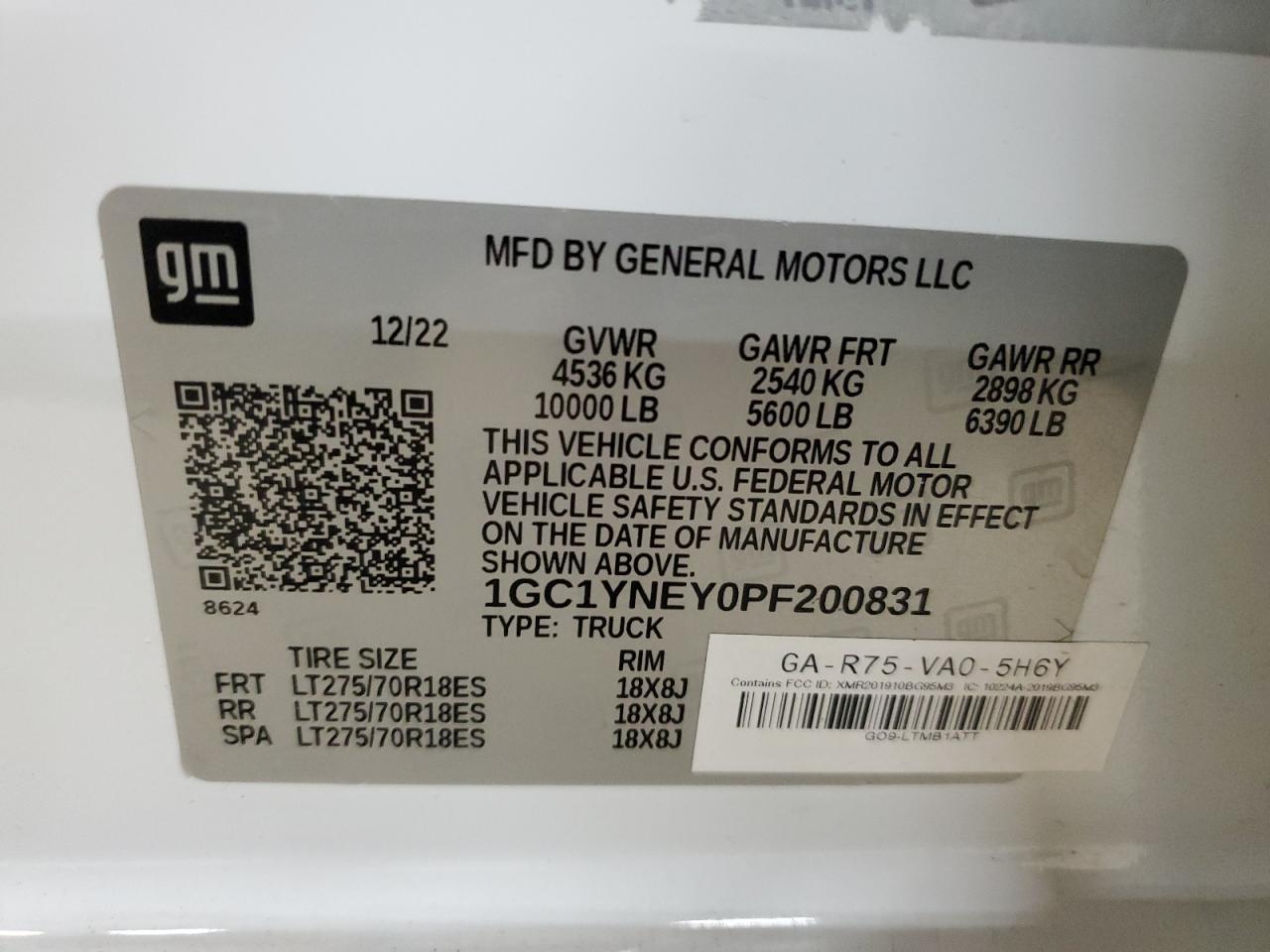 2023 CHEVROLET SILVERADO K2500 HEAVY DUTY LT VIN:1GC1YNEY0PF200831