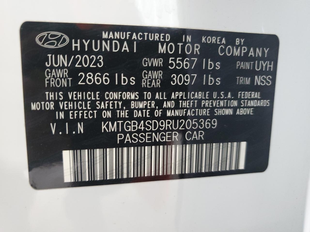 2024 GENESIS G80 SPORT VIN:KMTGB4SD9RU205369