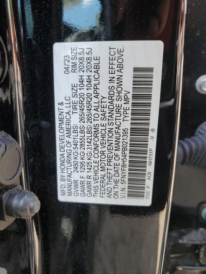 2023 HONDA PASSPORT EXL VIN:5FNYF8H54PB021395