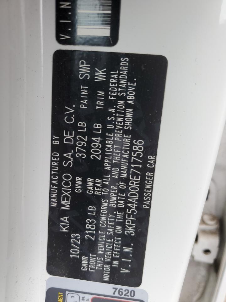 2024 KIA FORTE GT LINE VIN:3KPF54AD0RE717586