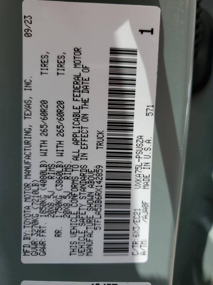 2024 TOYOTA TUNDRA CREWMAX SR VIN:5TFLA5DB6RX142859