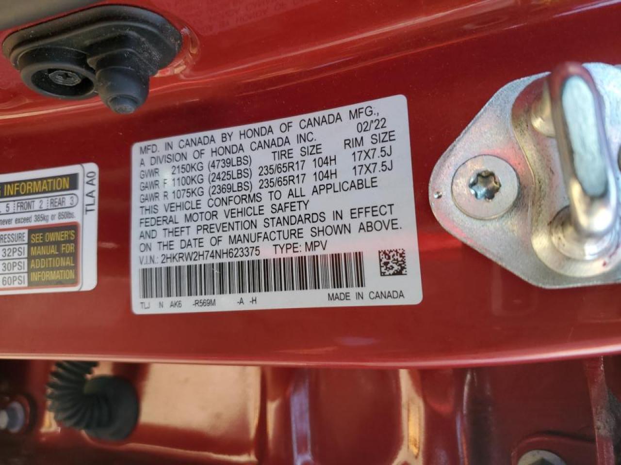 2022 HONDA CR-V SE VIN:2HKRW2H74NH623375