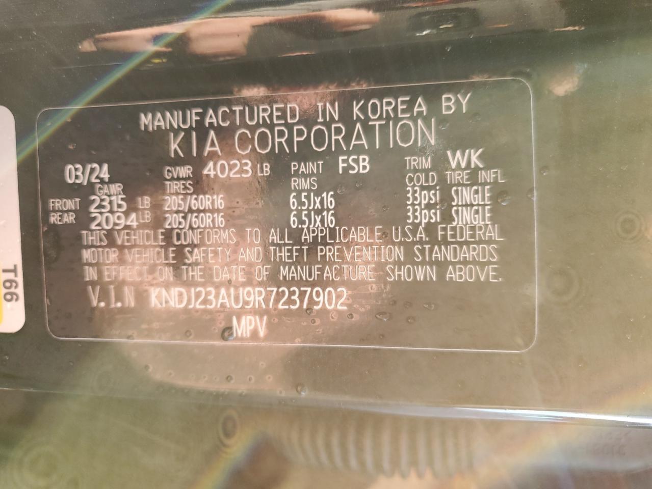 2024 KIA SOUL LX VIN:KNDJ23AU9R7237902