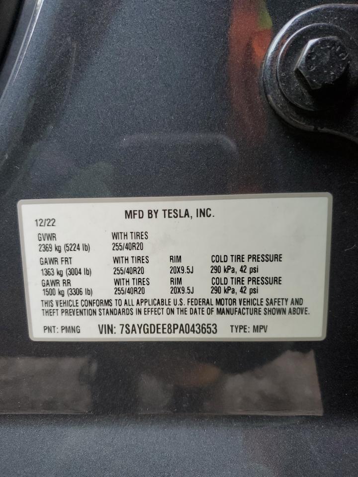 2023 TESLA MODEL Y VIN:7SAYGDEE8PA043653