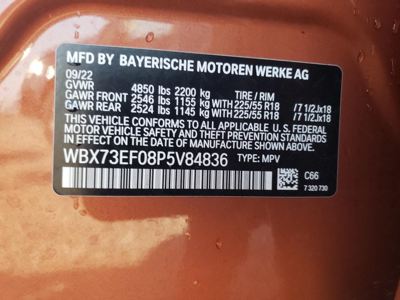 2023 BMW X1 XDRIVE28I VIN:WBX73EF08P5V84836