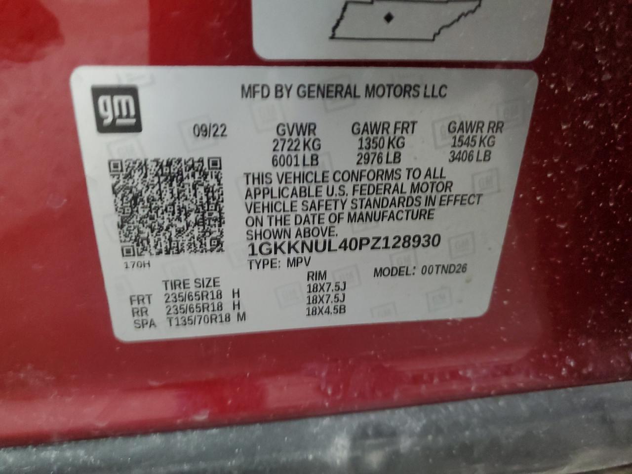 2023 GMC ACADIA SLT VIN:1GKKNUL40PZ128930