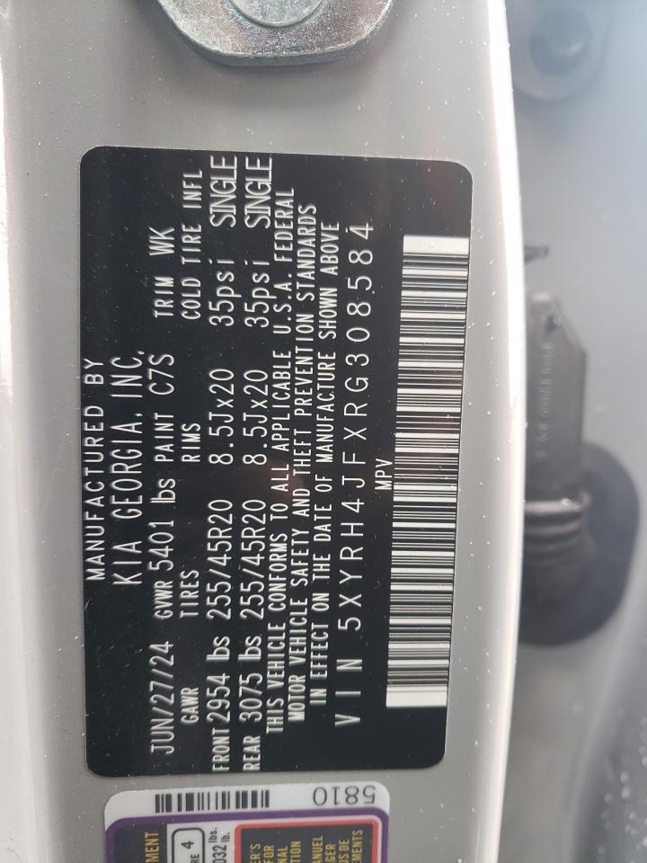 2024 KIA SORENTO EX VIN:5XYRH4JFXRG308584